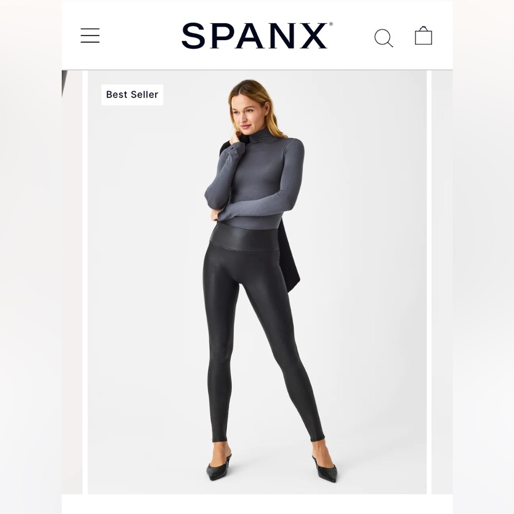 NWT SPANX Faux Leather Leggings Large Petite